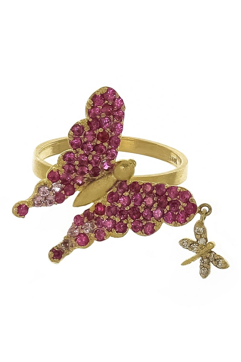 TANYA FARAH-Pink Sapphire Butterfly Ring-YELLOW GOLD
