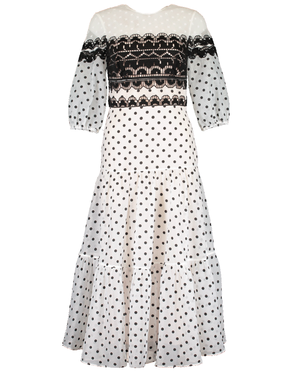 TEMPERLEY LONDON-Prix Polka Dot Midi Dress-WHITE