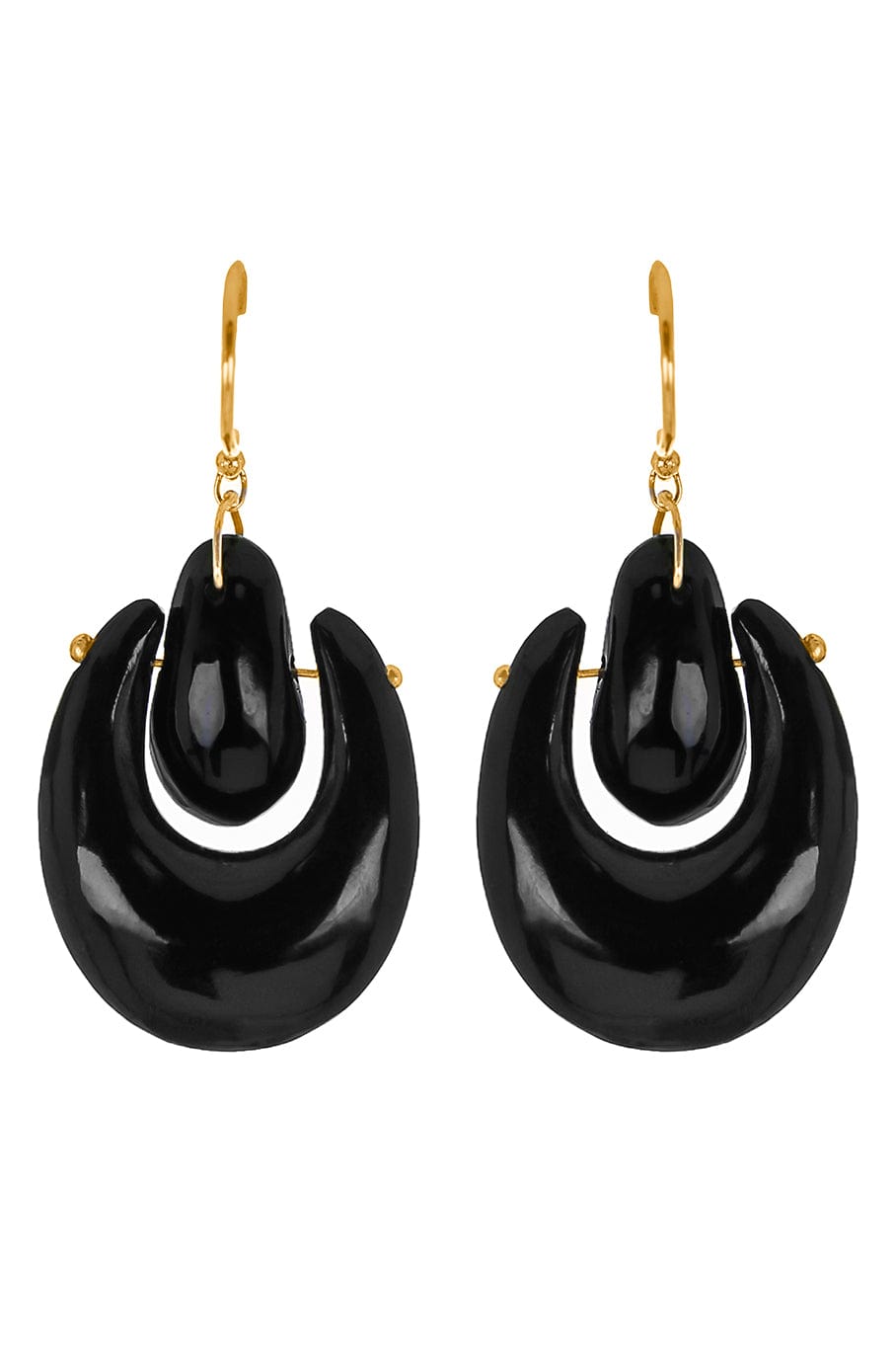 TEN THOUSAND THINGS-Small O'Keeffe Onyx Earrings-YELLOW GOLD