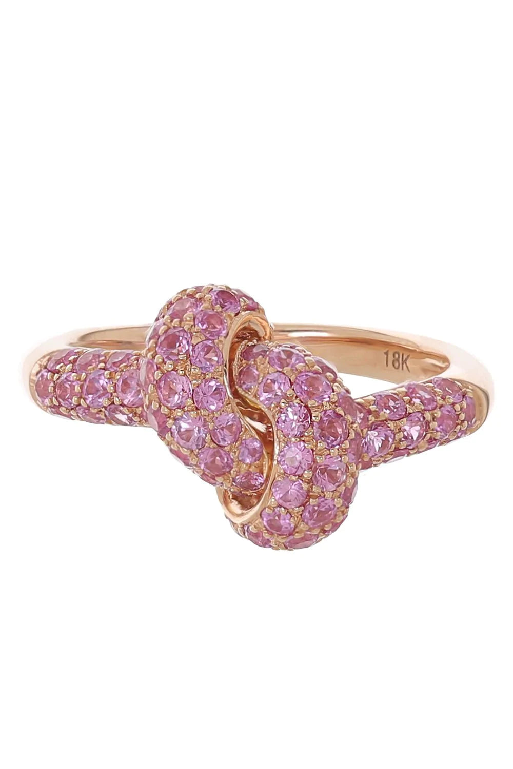 THE LOVE KNOT BY CORALIE-Pink Sapphire Knot Ring-ROSE GOLD