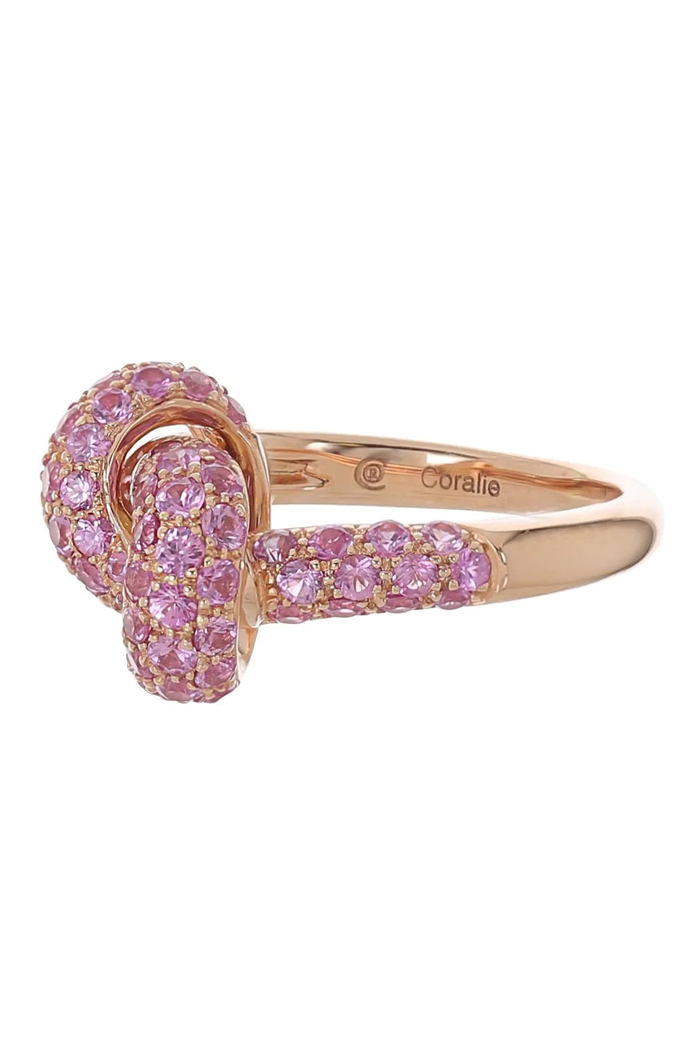 THE LOVE KNOT BY CORALIE-Pink Sapphire Knot Ring-ROSE GOLD