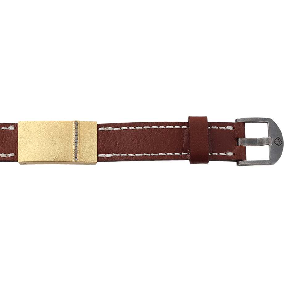 TODD REED-Leather Bracelet With Diamond Buckle-YELLOW GOLD