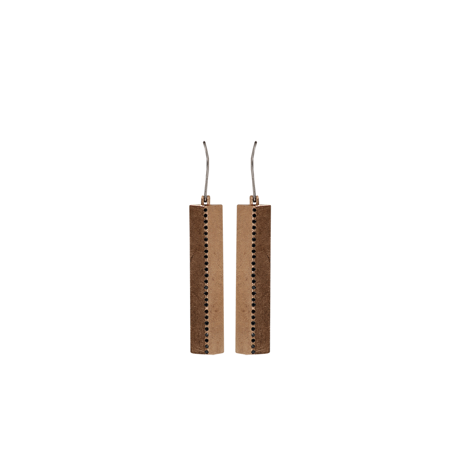 TODD REED-Bar Earrings With Black Diamonds-ROSE GOLD