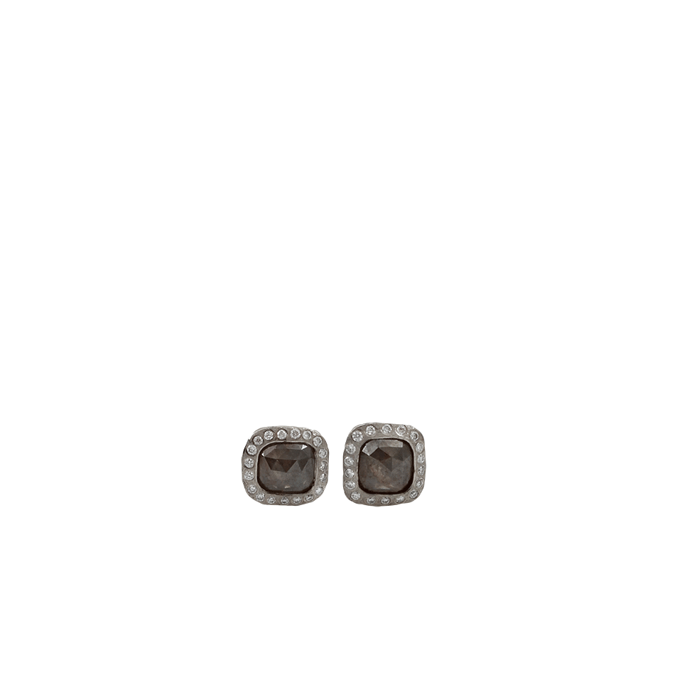 TODD REED-Grey Fancy Diamond Palladium Stud Earrings-SILVER