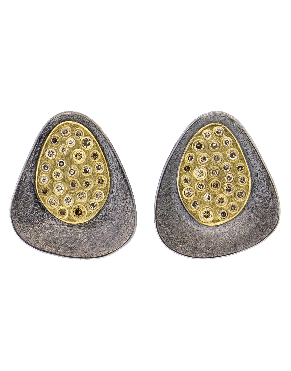 TODD REED-Cognac Diamond Silver Stud Earrings-YELLOW GOLD