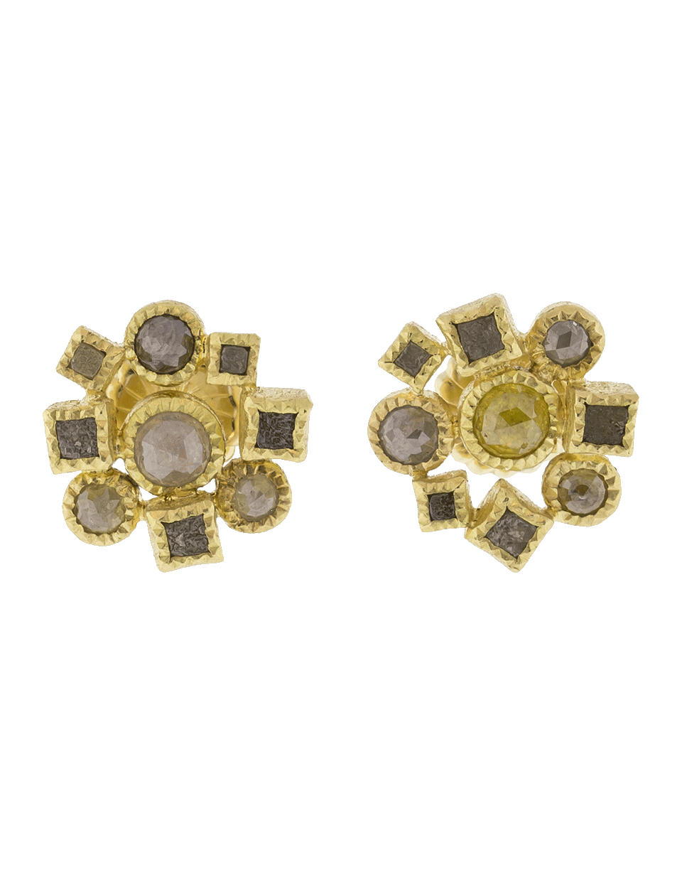 TODD REED-Cube Cluster Stud Earrings-YELLOW GOLD