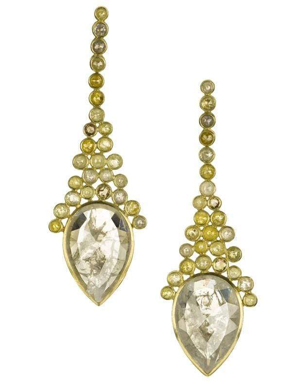 TODD REED-Fancy and Rose Cut Diamond Earrings-YELLOW GOLD