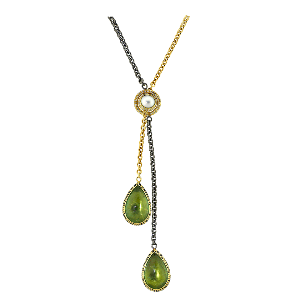 TODD REED-Pear Shape Tourmaline Necklace-YELLOW GOLD