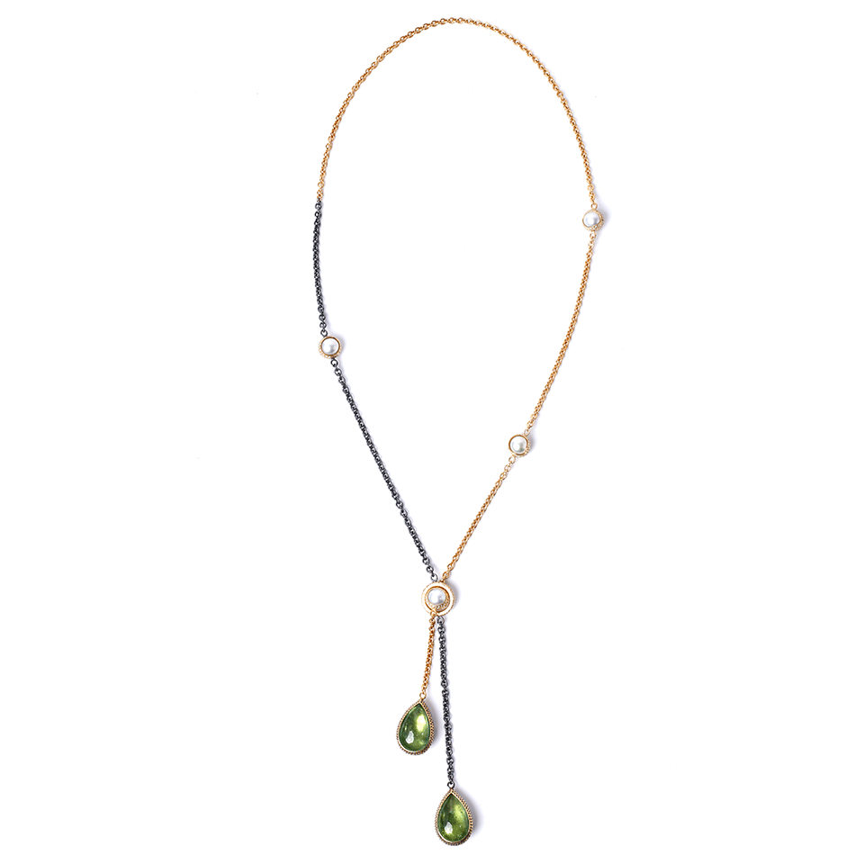 TODD REED-Pear Shape Tourmaline Necklace-YELLOW GOLD