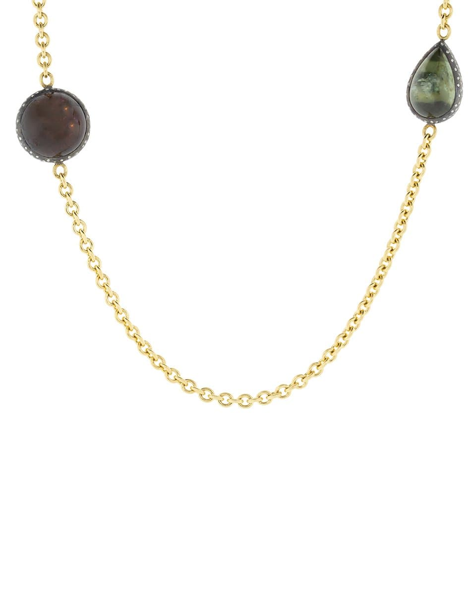 TODD REED-Tourmaline and Diamond Station Necklace-YELLOW GOLD