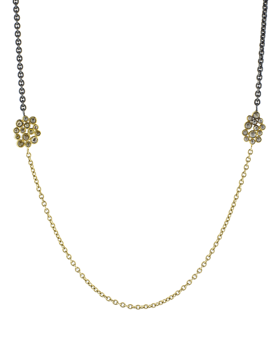TODD REED-White And Cognac Rosecut Diamond Station Necklace-YELLOW GOLD