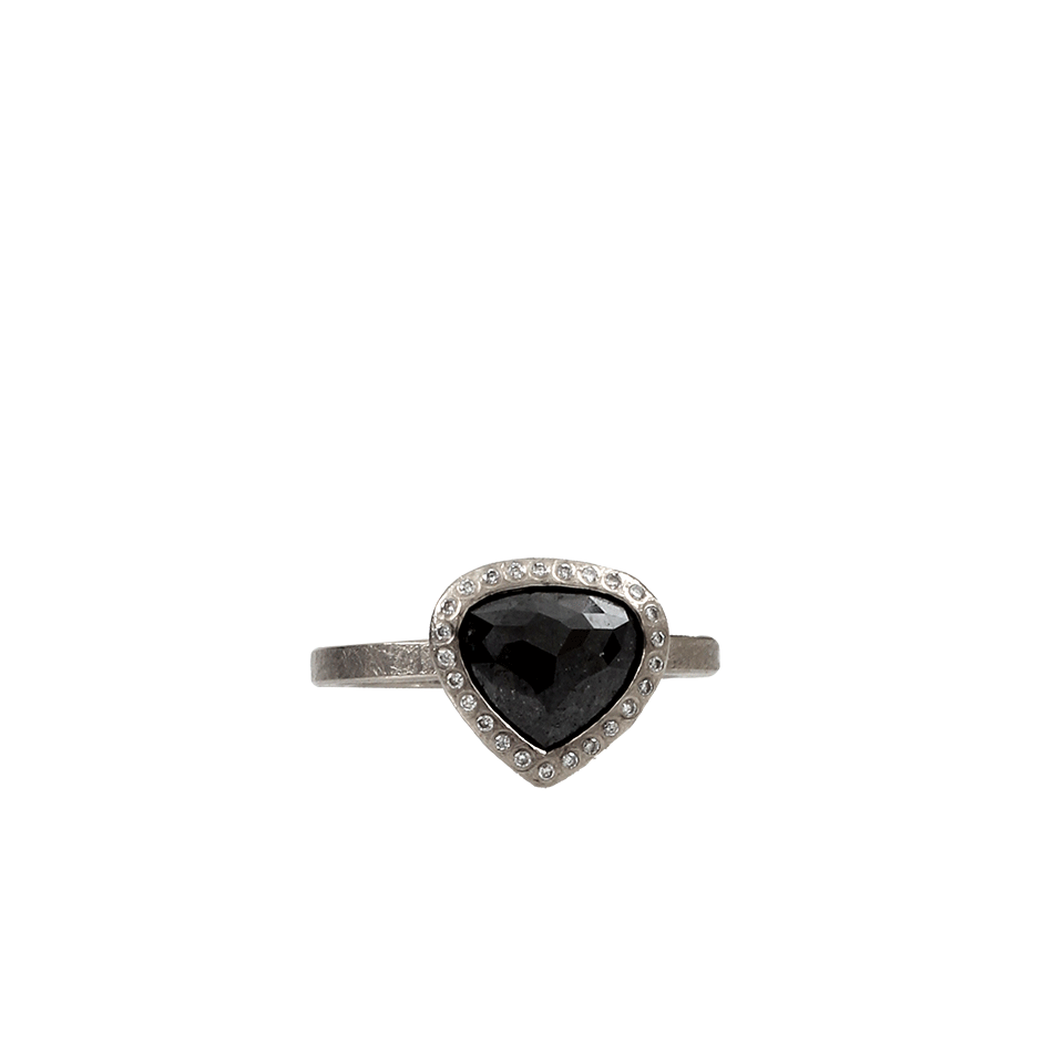 TODD REED-Black Fancy Cut Palladium Ring-SILVER