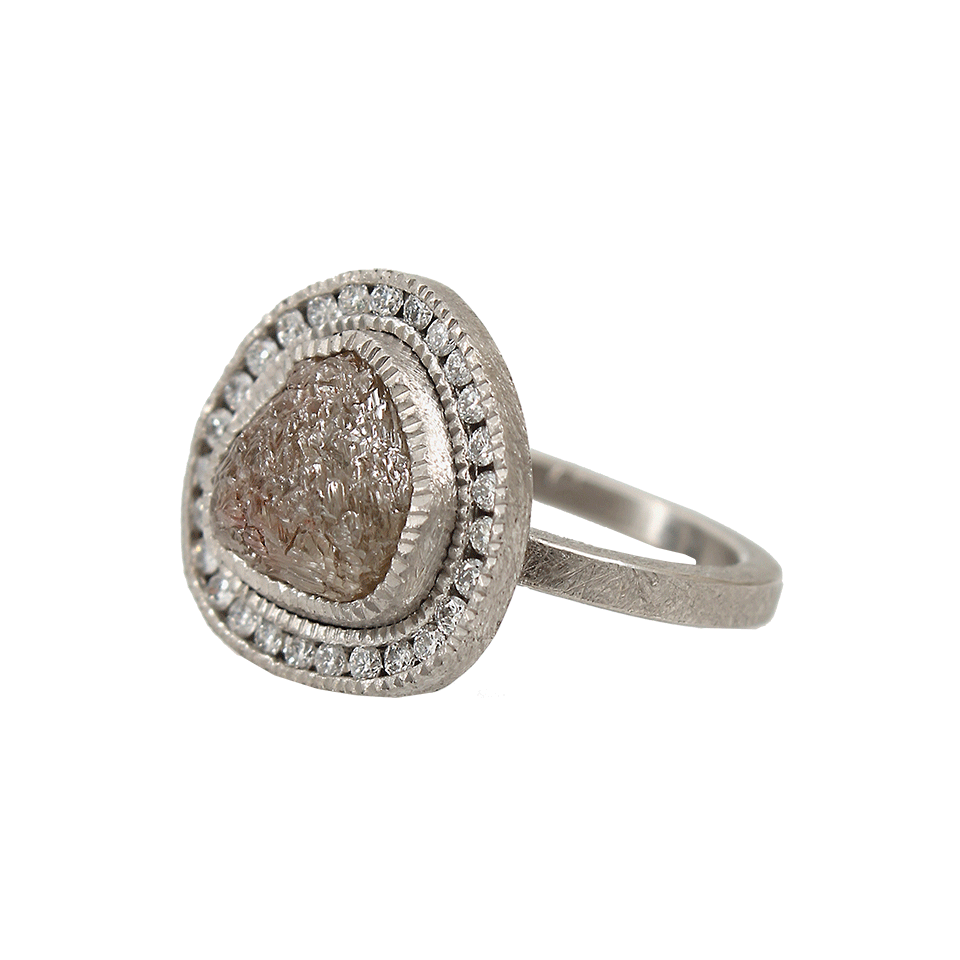 TODD REED-Raw Diamond Ring with White Brilliant Diamonds-SILVER