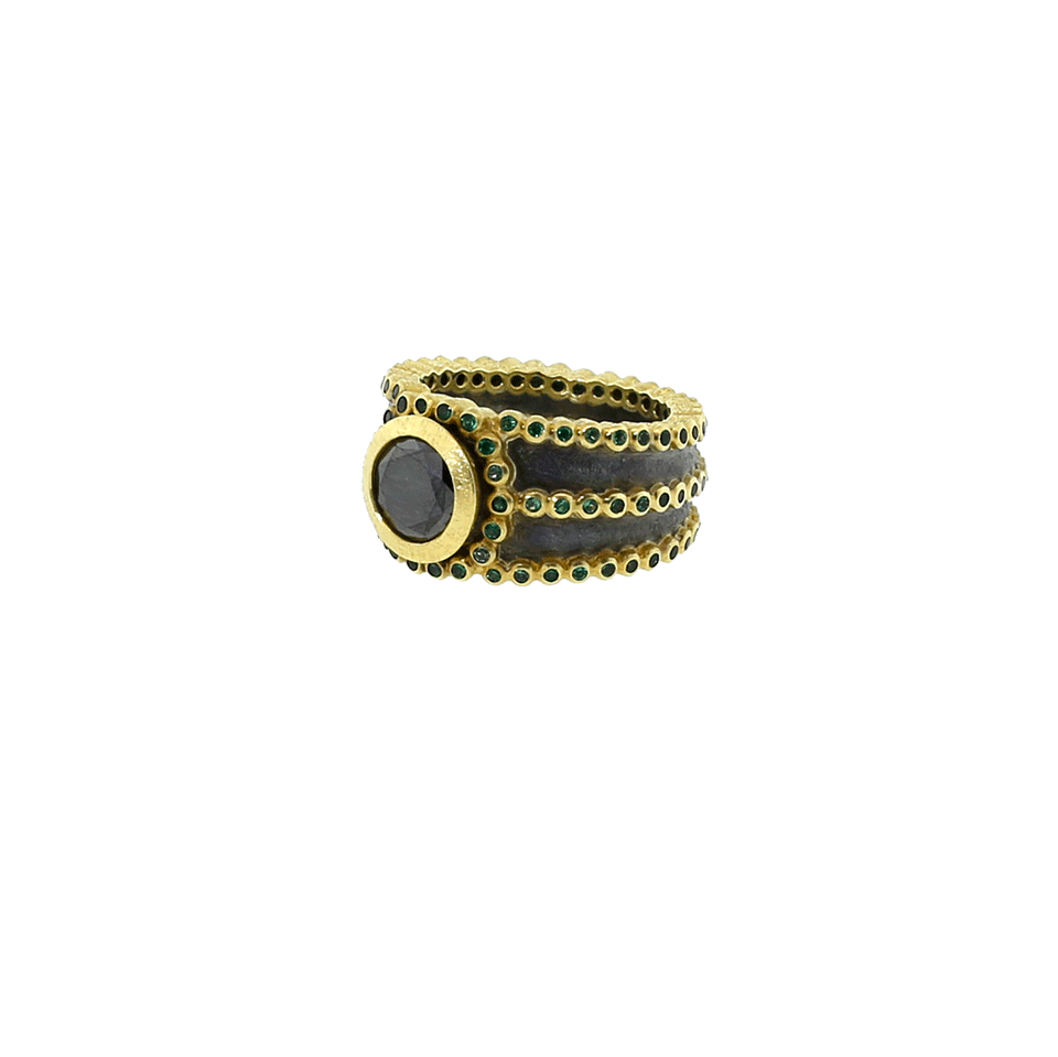 TODD REED-Black Diamond Ring-YELLOW GOLD