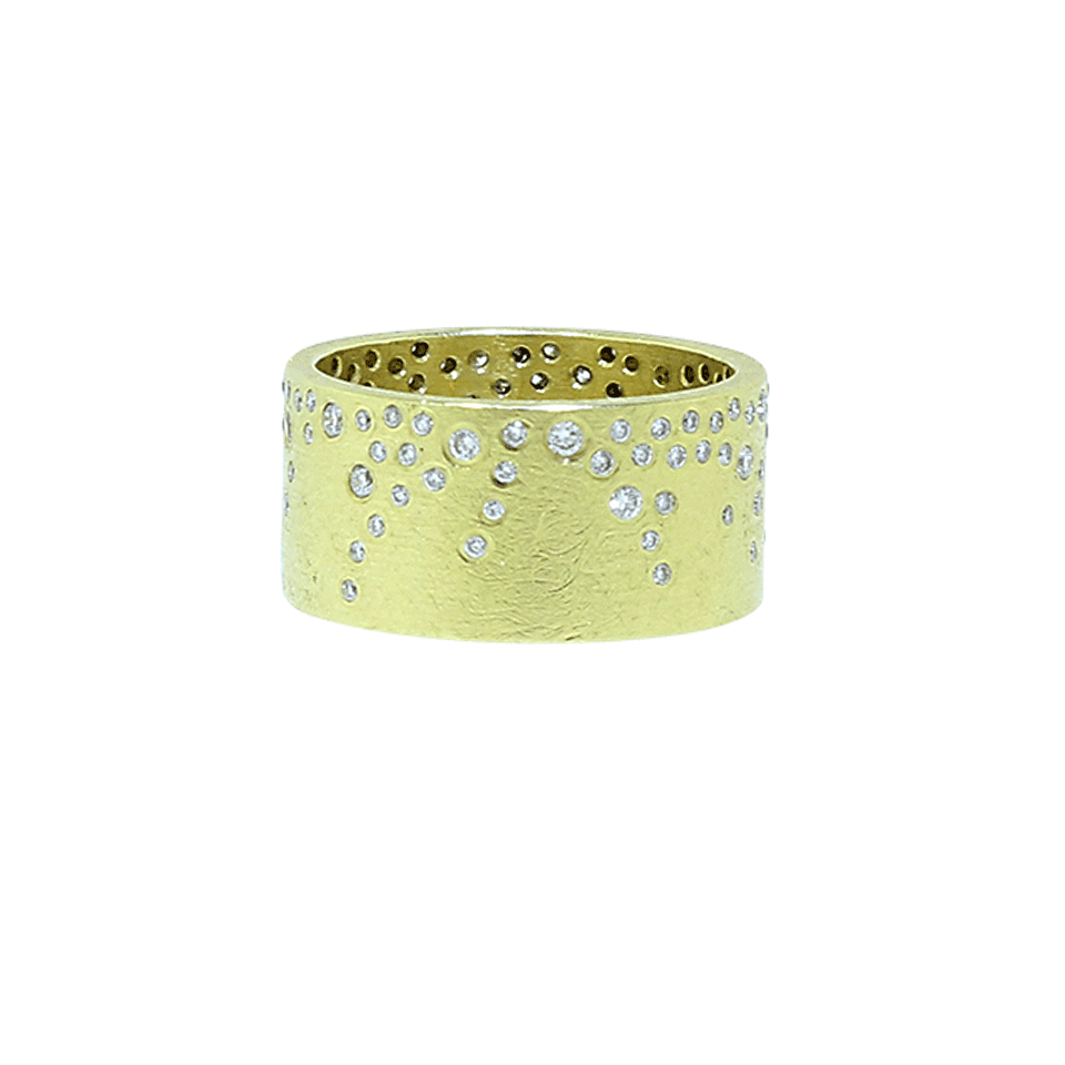 TODD REED-White Brilliant Diamond Sprinkle Wide Band-YELLOW GOLD