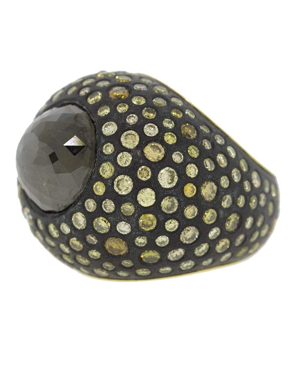 TODD REED-Black Diamond Dome Ring-YELLOW GOLD