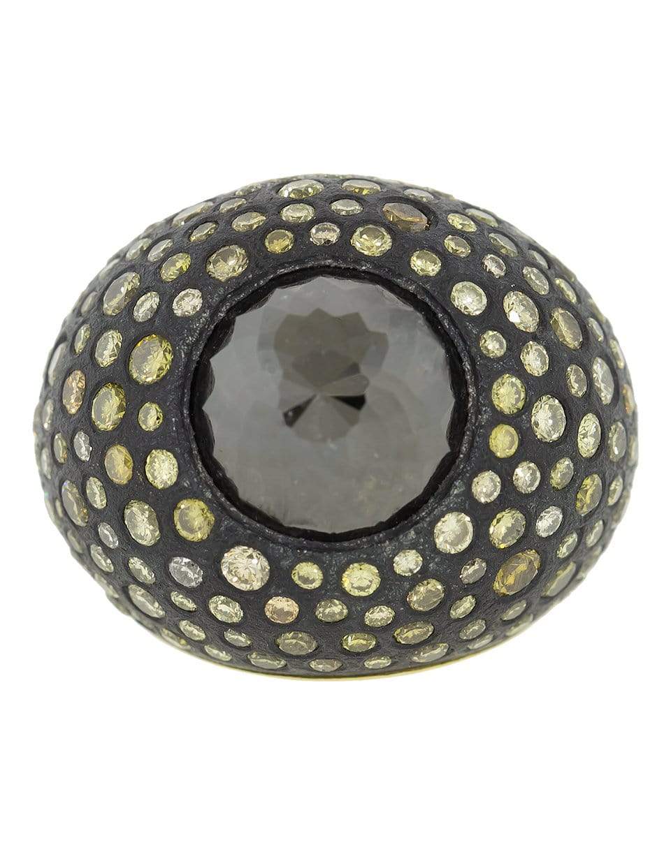 TODD REED-Black Diamond Dome Ring-YELLOW GOLD