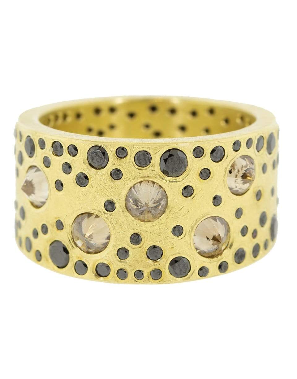 TODD REED-Reverse Set Brown and Black Diamond Ring-YELLOW GOLD