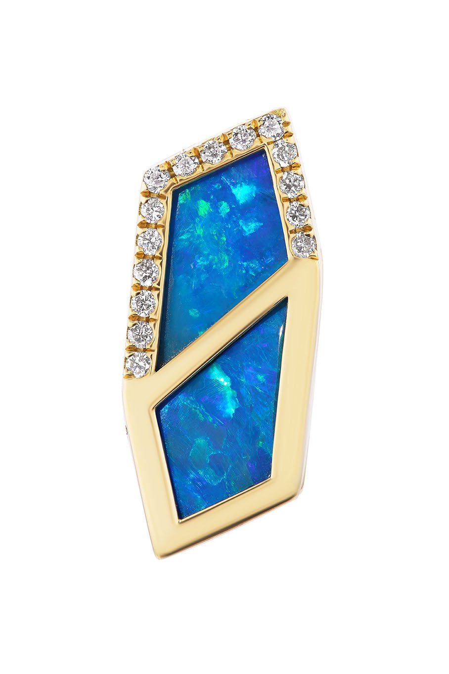 UNIFORM OBJECT-Turquoise Opal Diamond Connector-YELLOW GOLD