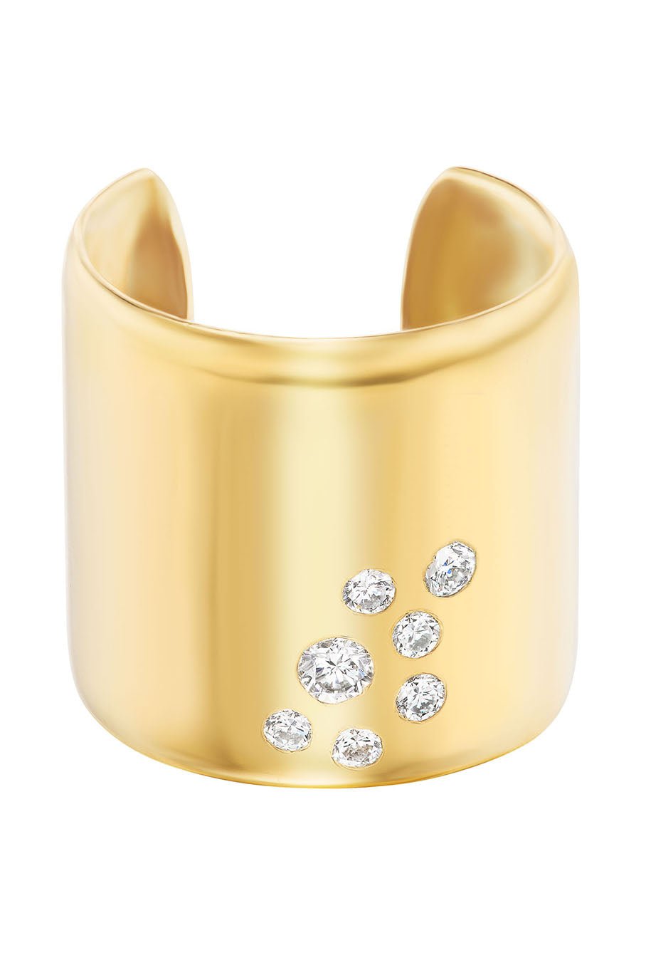 UNIFORM OBJECT-Diamond Stone Cuff Ring-YELLOW GOLD