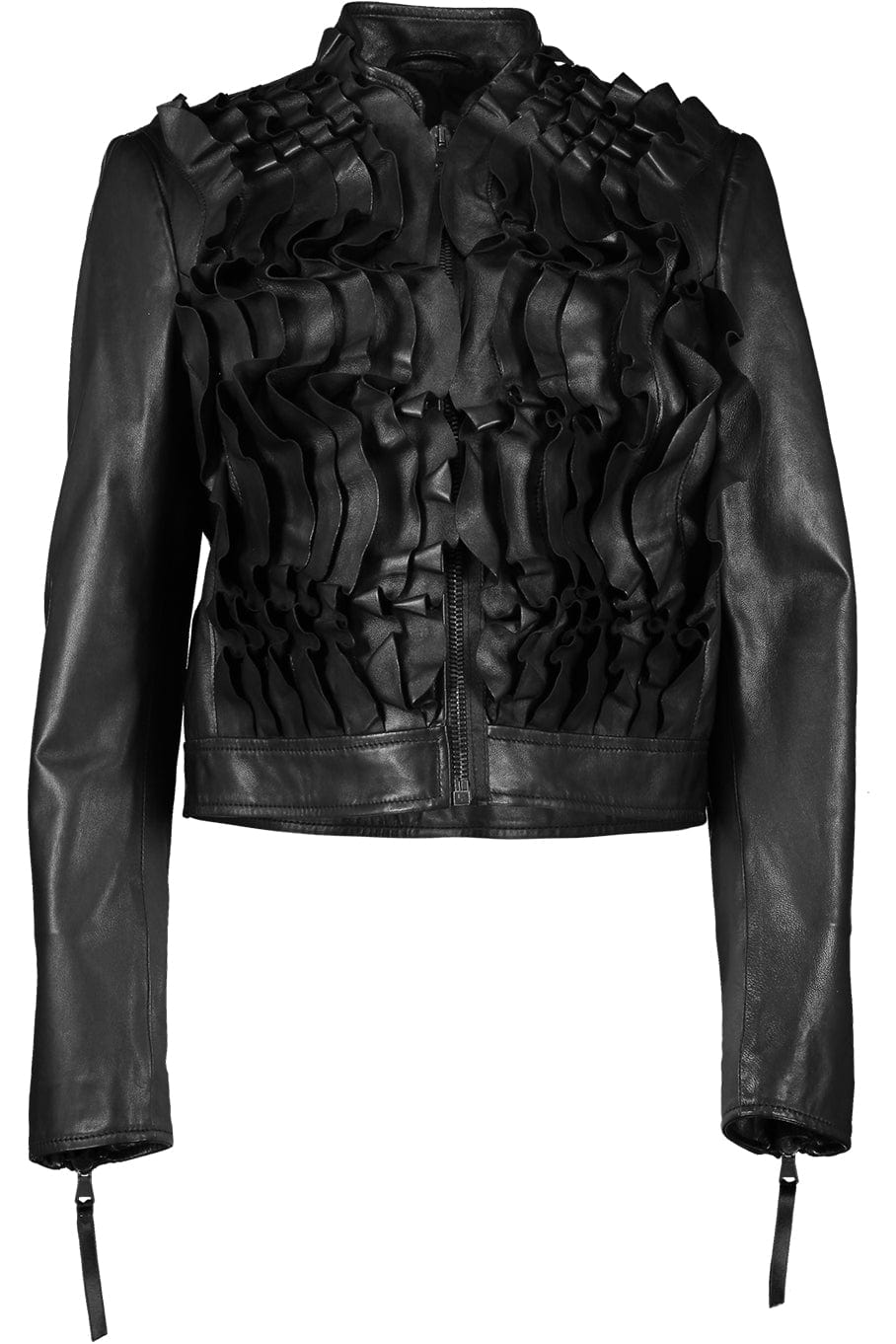 Ruffle Front Leather Jacket CLOTHINGJACKETLEATHER VALENTINO   