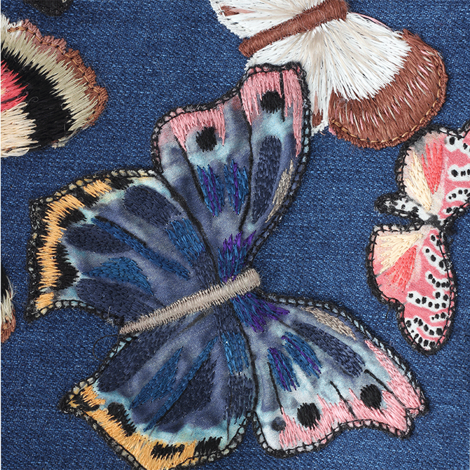 VALENTINO-Rockstud Medium Butterfly Tote-DENIM