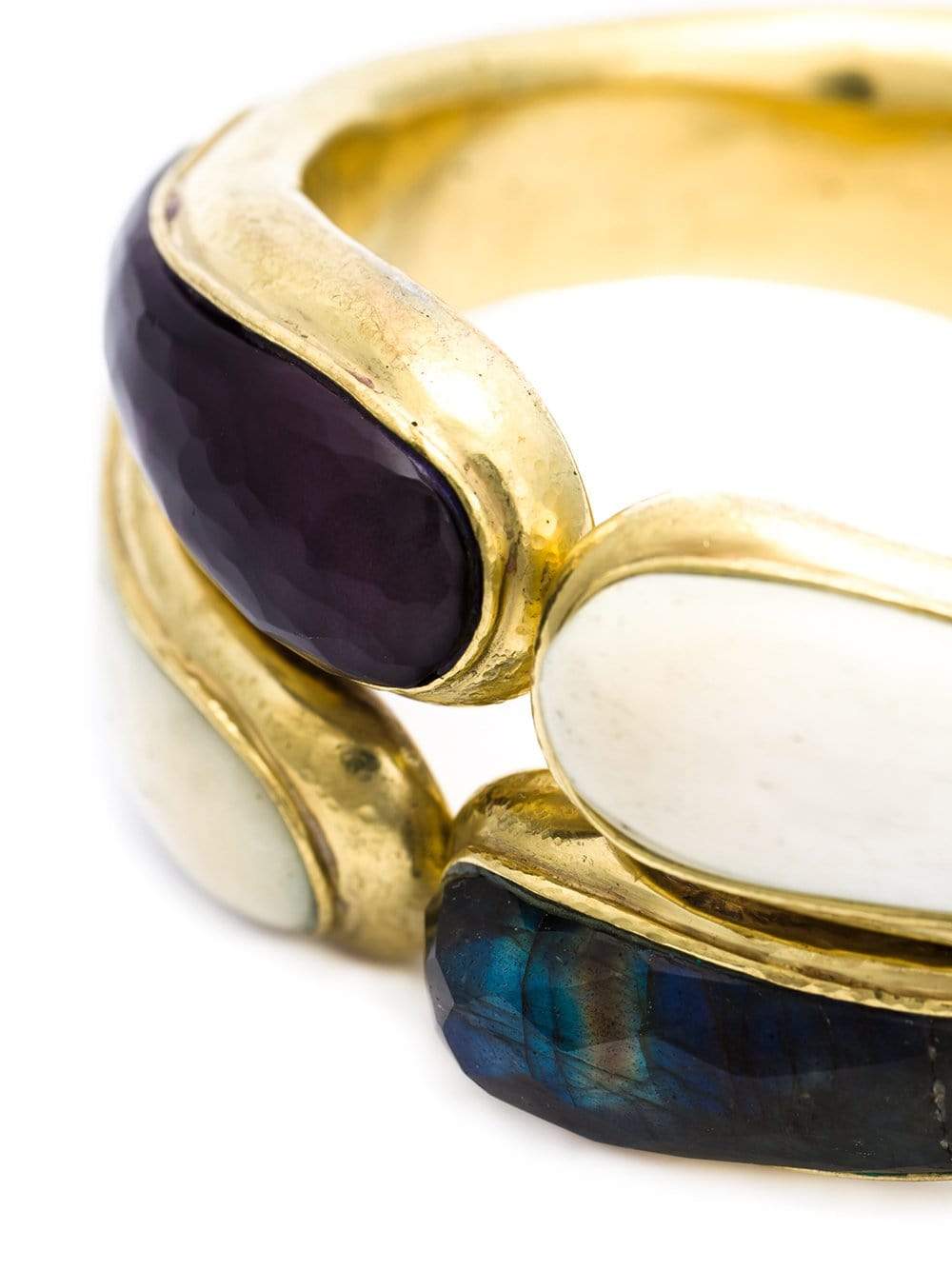 VAUBEL-Oval Stone Hinge Bracelet-GOLD