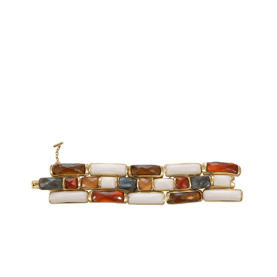 VAUBEL-Link Rectangle Wood Bracelet-GRN/GOLD
