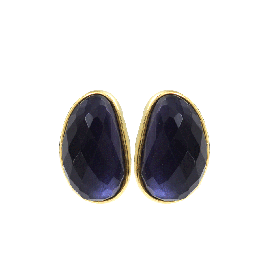 VAUBEL-Bezel Stone Clip Earrings-GRN/GOLD