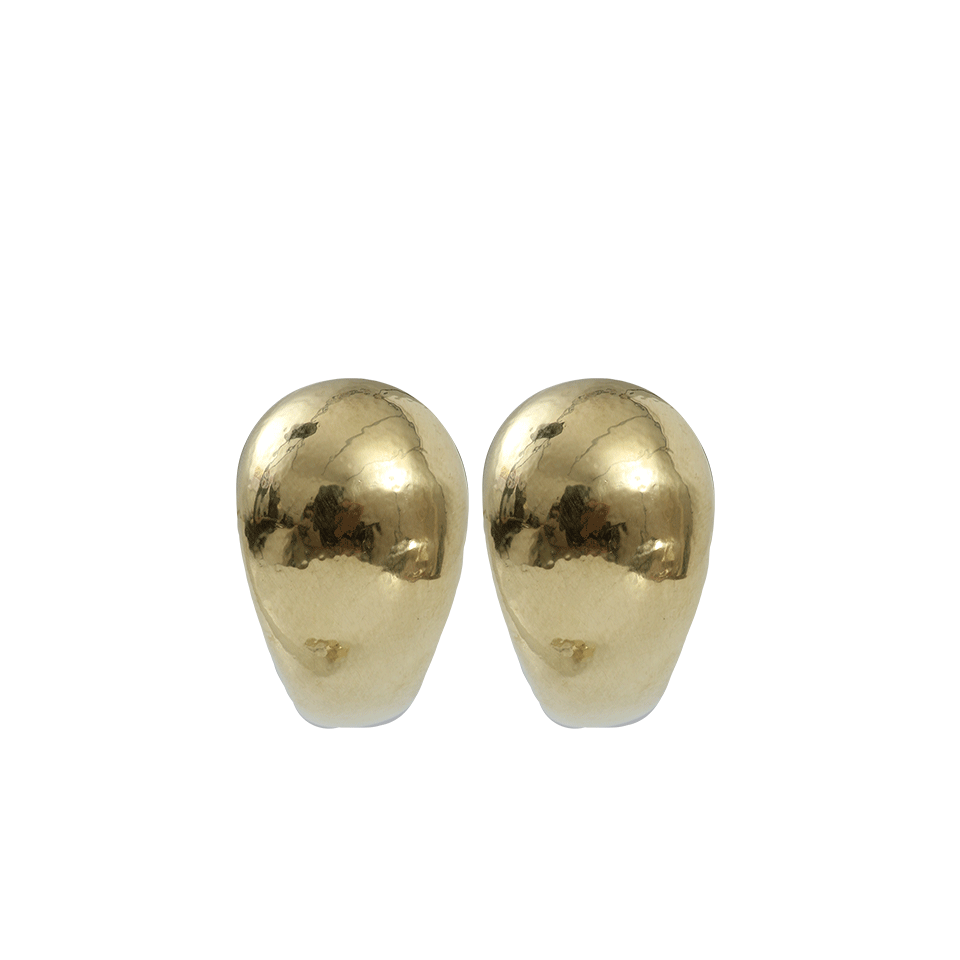 VAUBEL-Flat Curved Horn Clip Earrings-GRN/GOLD