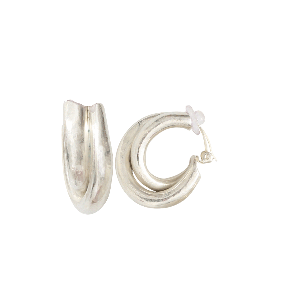 VAUBEL-Chunky X Hoop Clip Earrings-SILVER