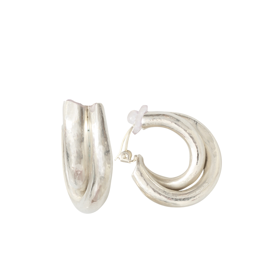 VAUBEL-Chunky X Hoop Clip Earrings-SILVER