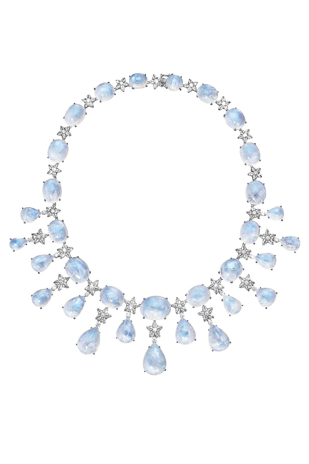 VERDURA-Moonstone Diamond Stardust Necklace-WHITE GOLD