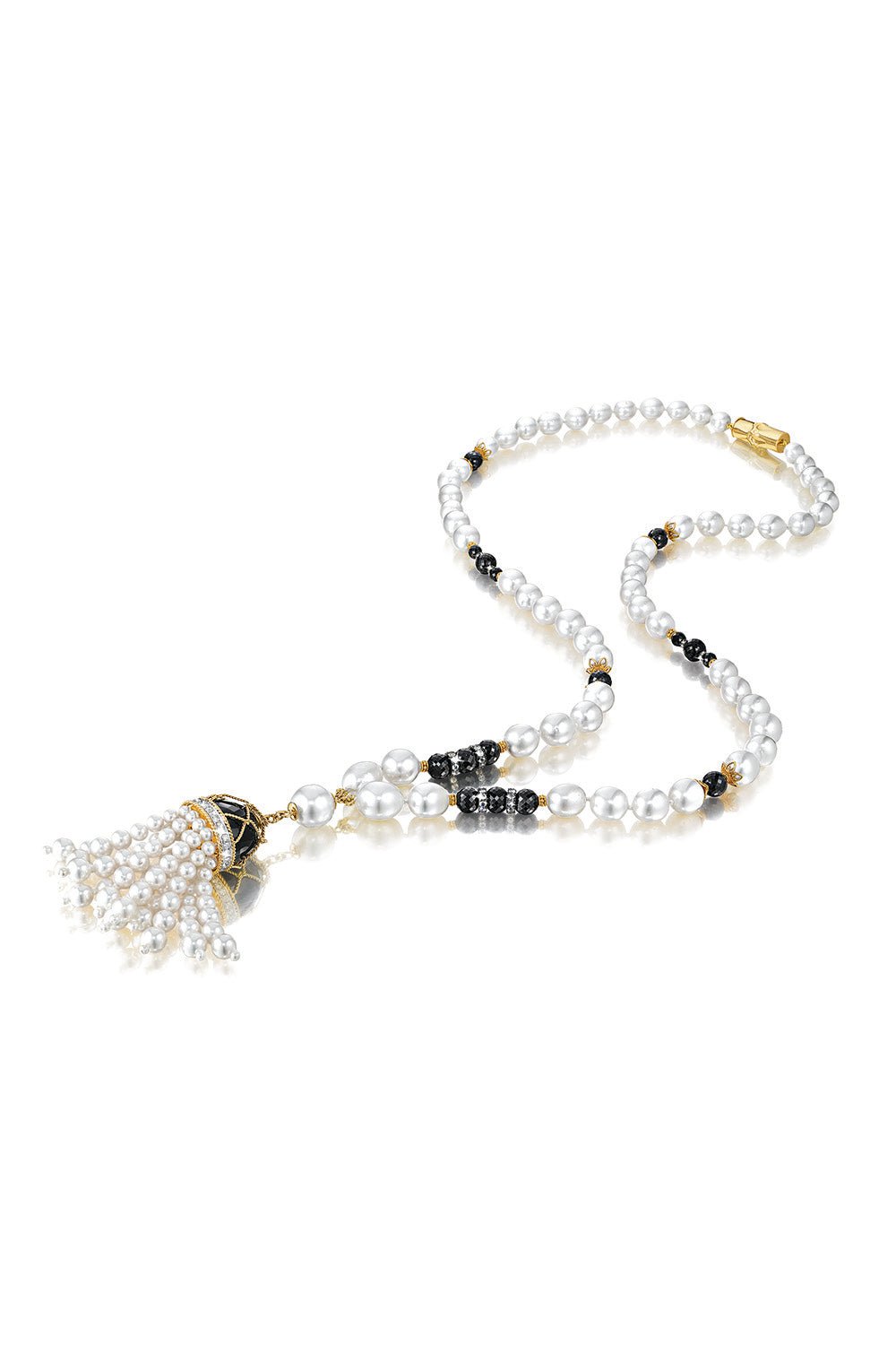 VERDURA-Pearl Diamond Spinel Necklace-YELLOW GOLD