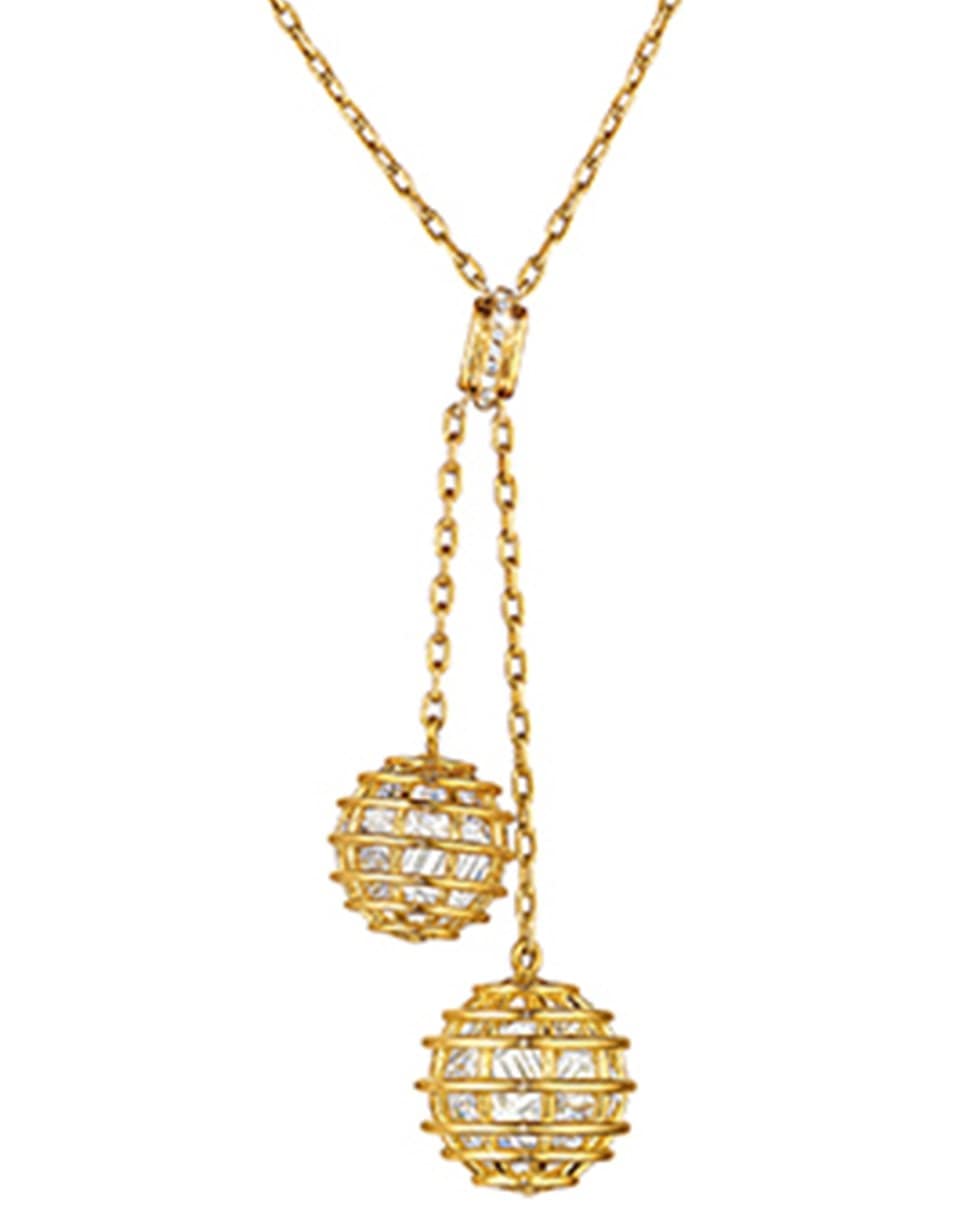 VERDURA-Caged Rock Crystal Lariat Necklace-YELLOW GOLD