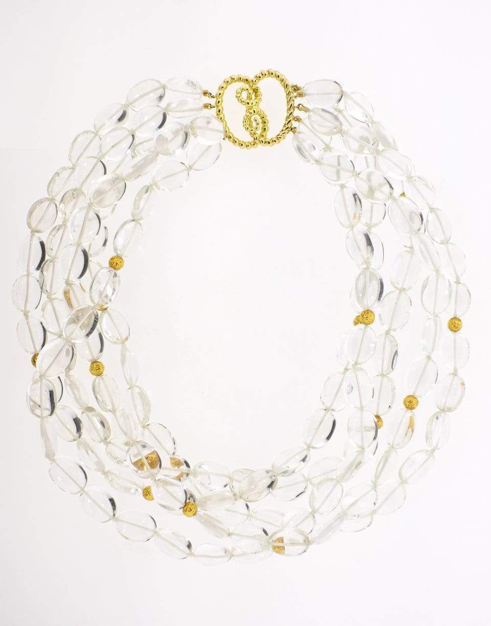 VERDURA-Rock Crystal Bead Necklace-YELLOW GOLD