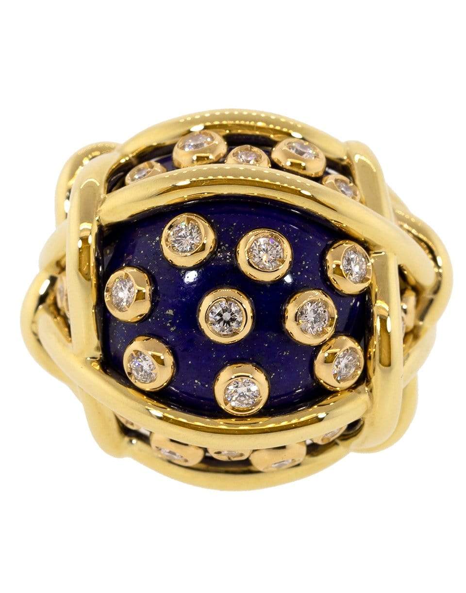 VERDURA-Lapis and Diamond Polka Dot Ring-YELLOW GOLD