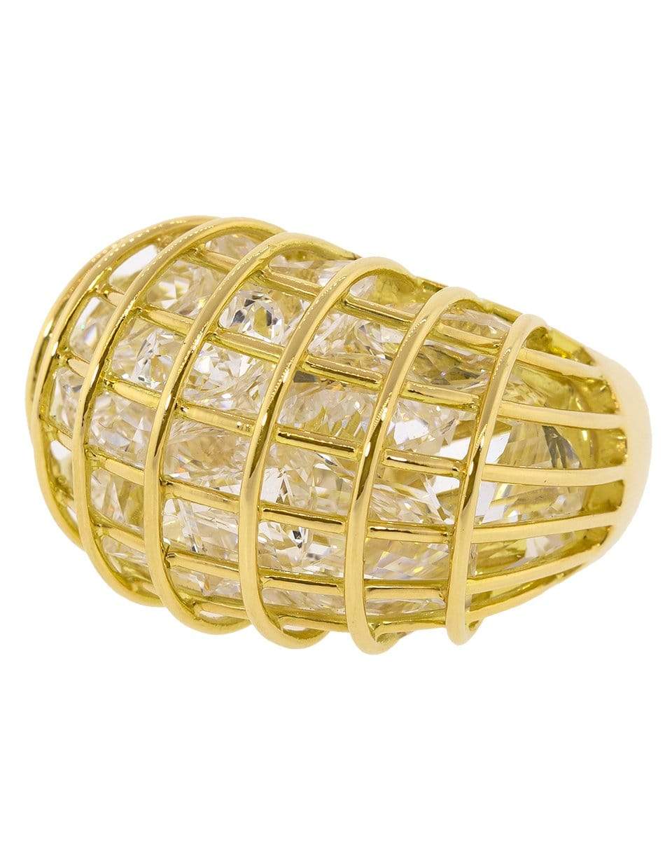 VERDURA-Rock Crystal Cage Ring-YELLOW GOLD