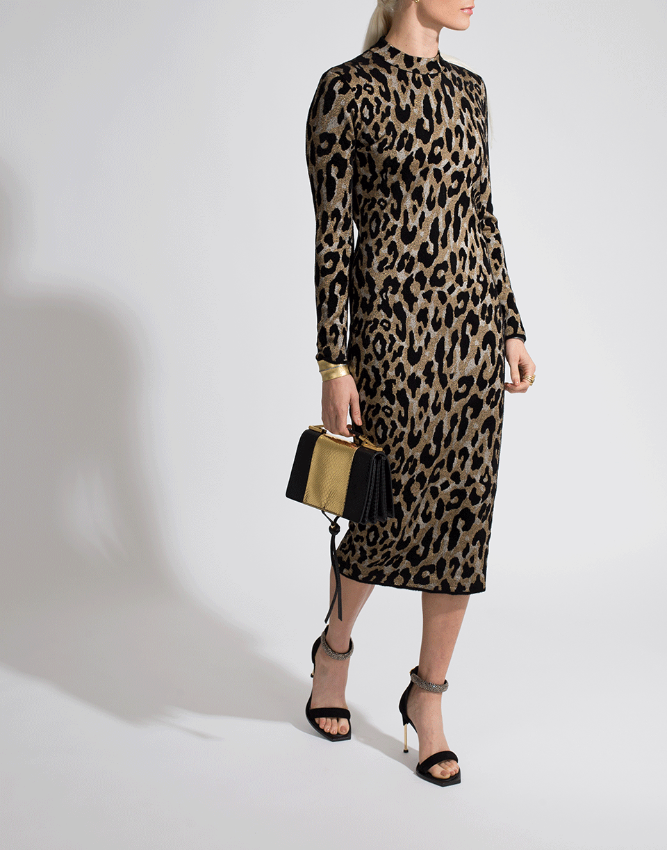 VERSACE-Leopard Knit Dress-