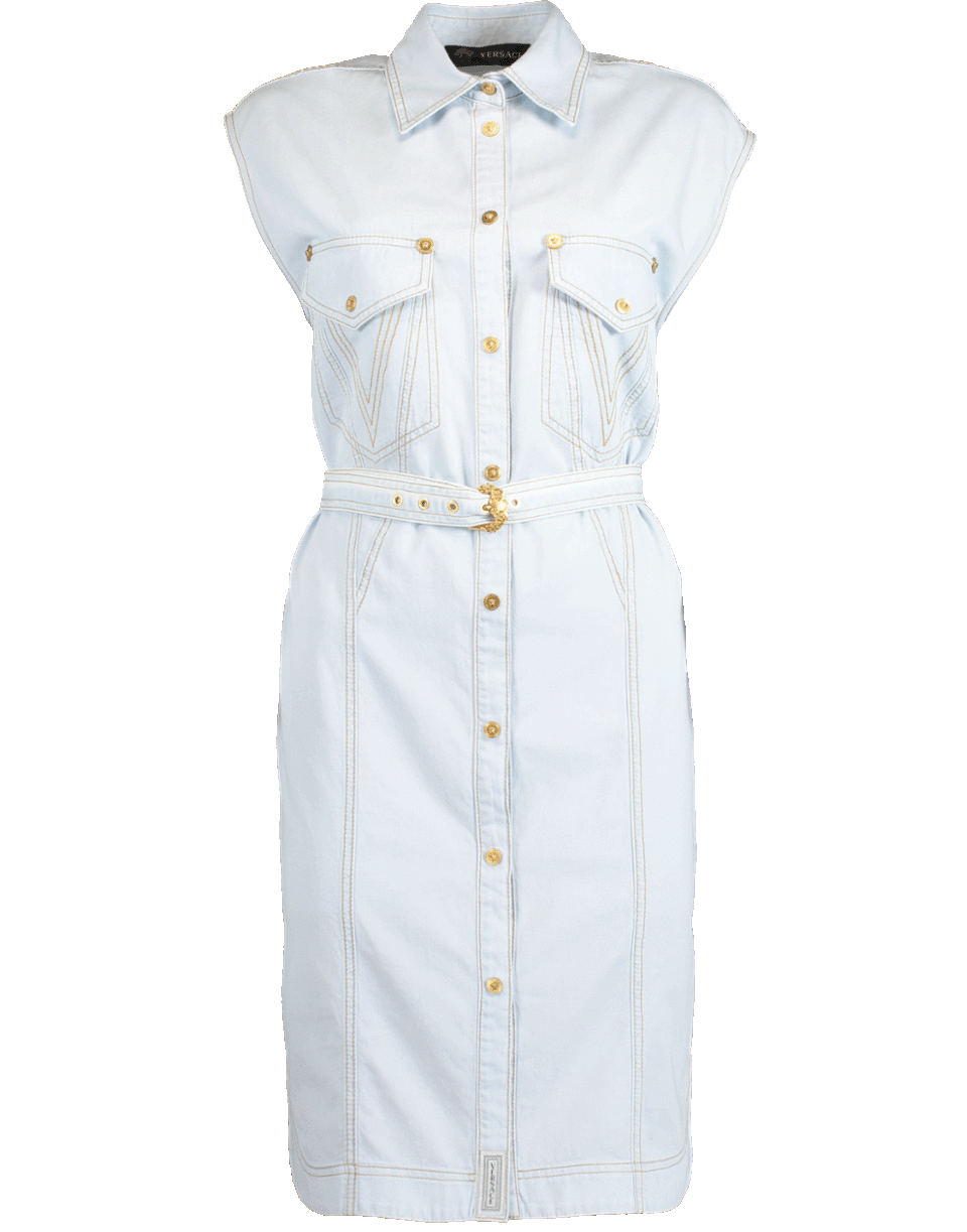 VERSACE-Printed Silk Back Shirt Dress-