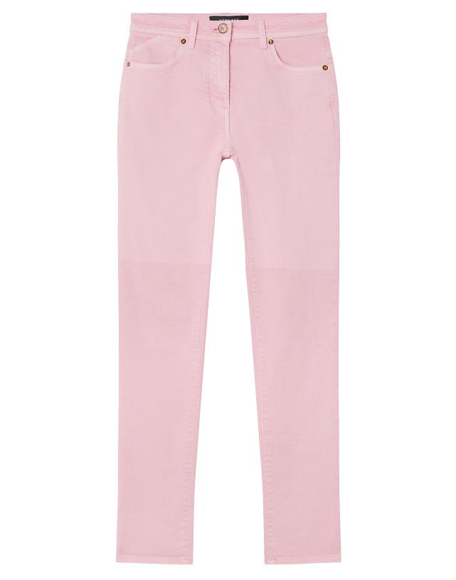 VERSACE-Pastel Pink Straight Leg Jeans-