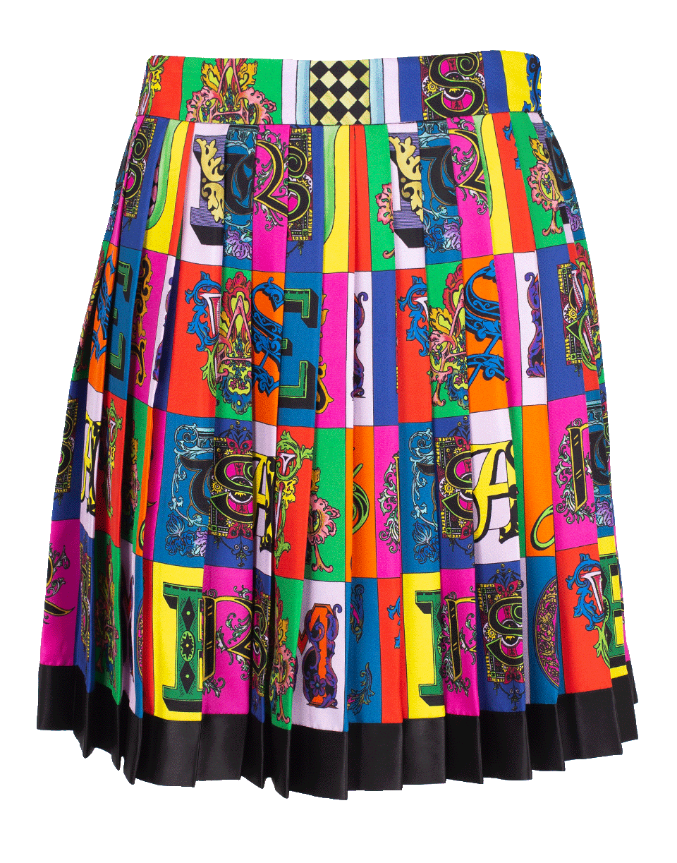 VERSACE-Pleated Versace Print Skirt-