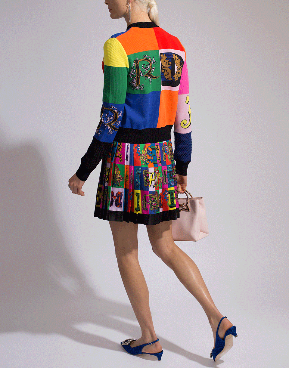 VERSACE-Pleated Versace Print Skirt-