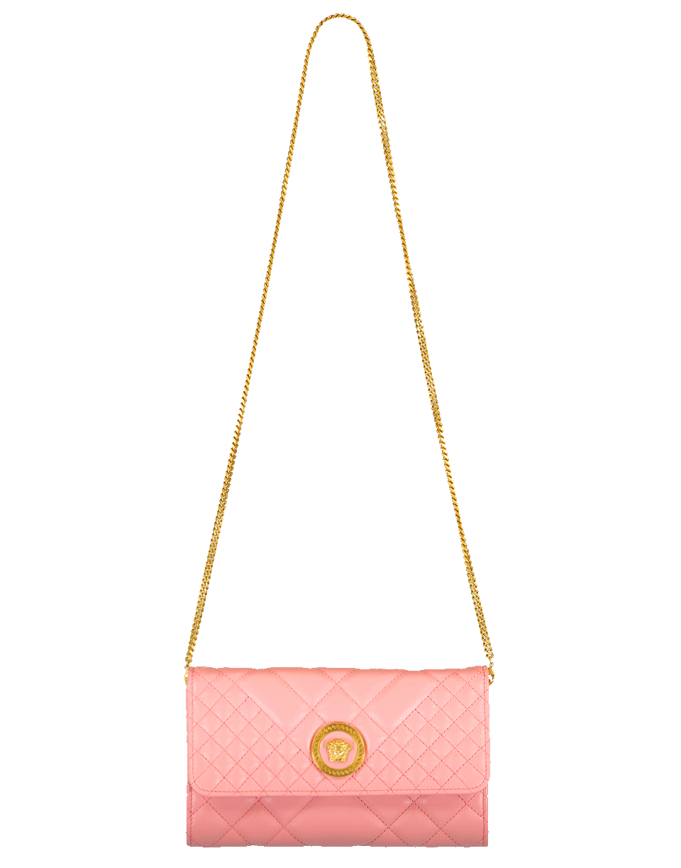 VERSACE-Quilted Chain Wallet-PINK