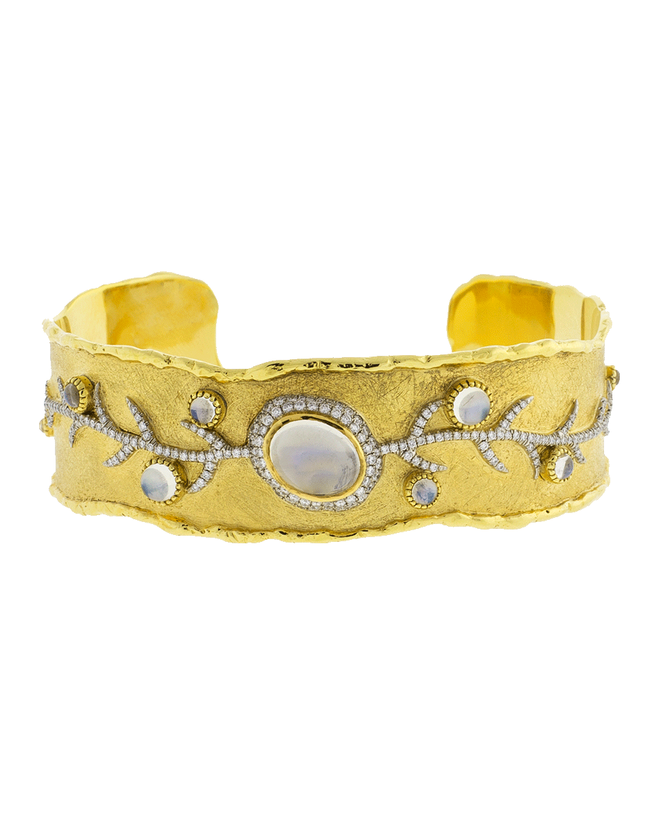 VICTOR VELYAN-Moonstone And Diamond Cuff Bracelet-YELLOW GOLD