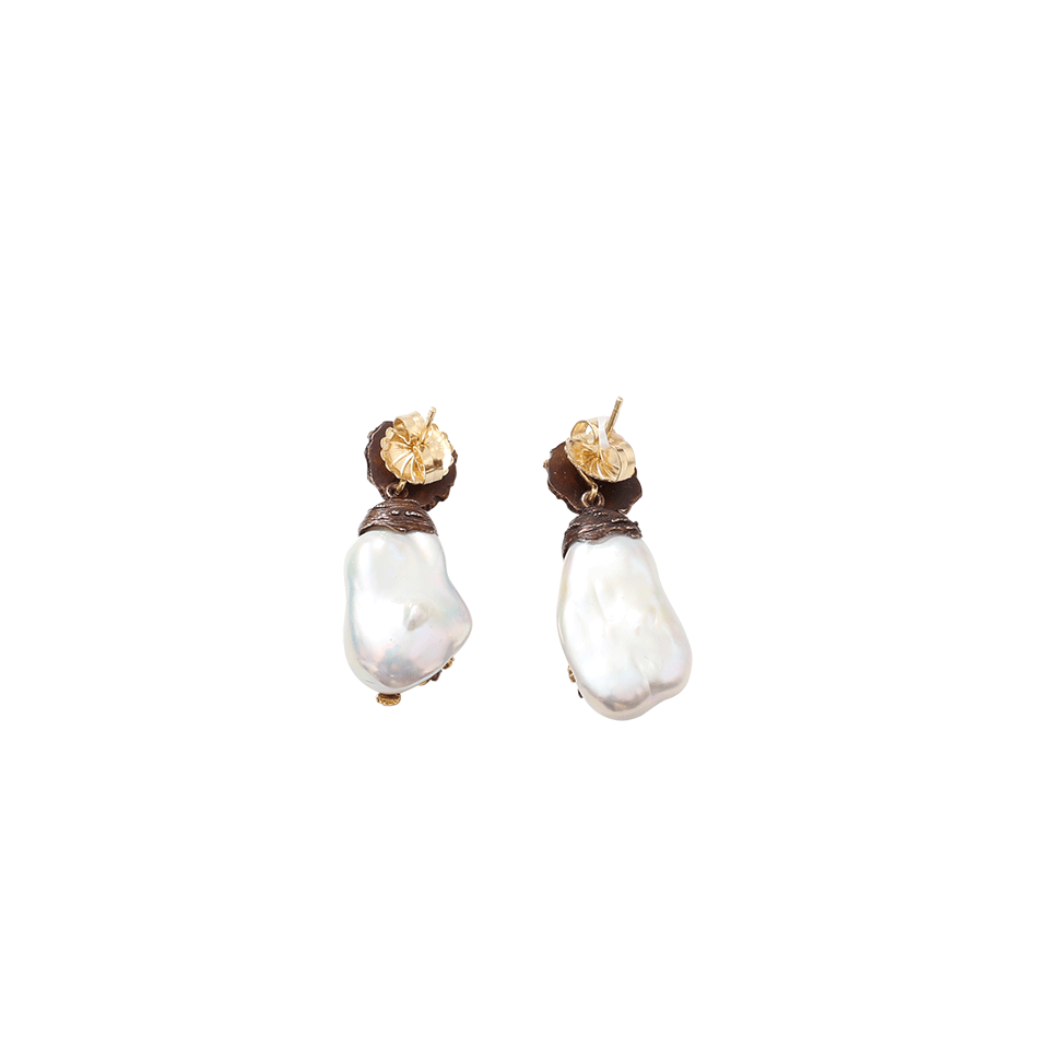VICTOR VELYAN-Cherry Blossom Freshwater Pearl Earrings-YELLOW GOLD