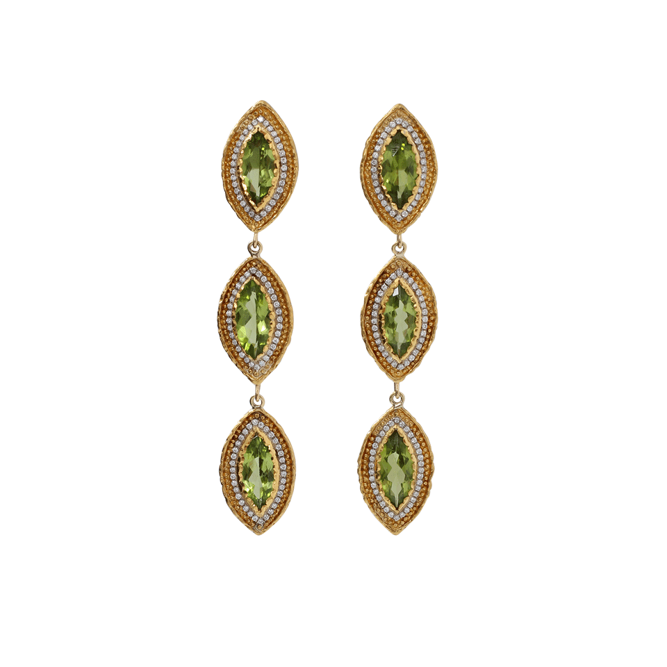 VICTOR VELYAN-Peridot Marquis Earrings-YELLOW GOLD