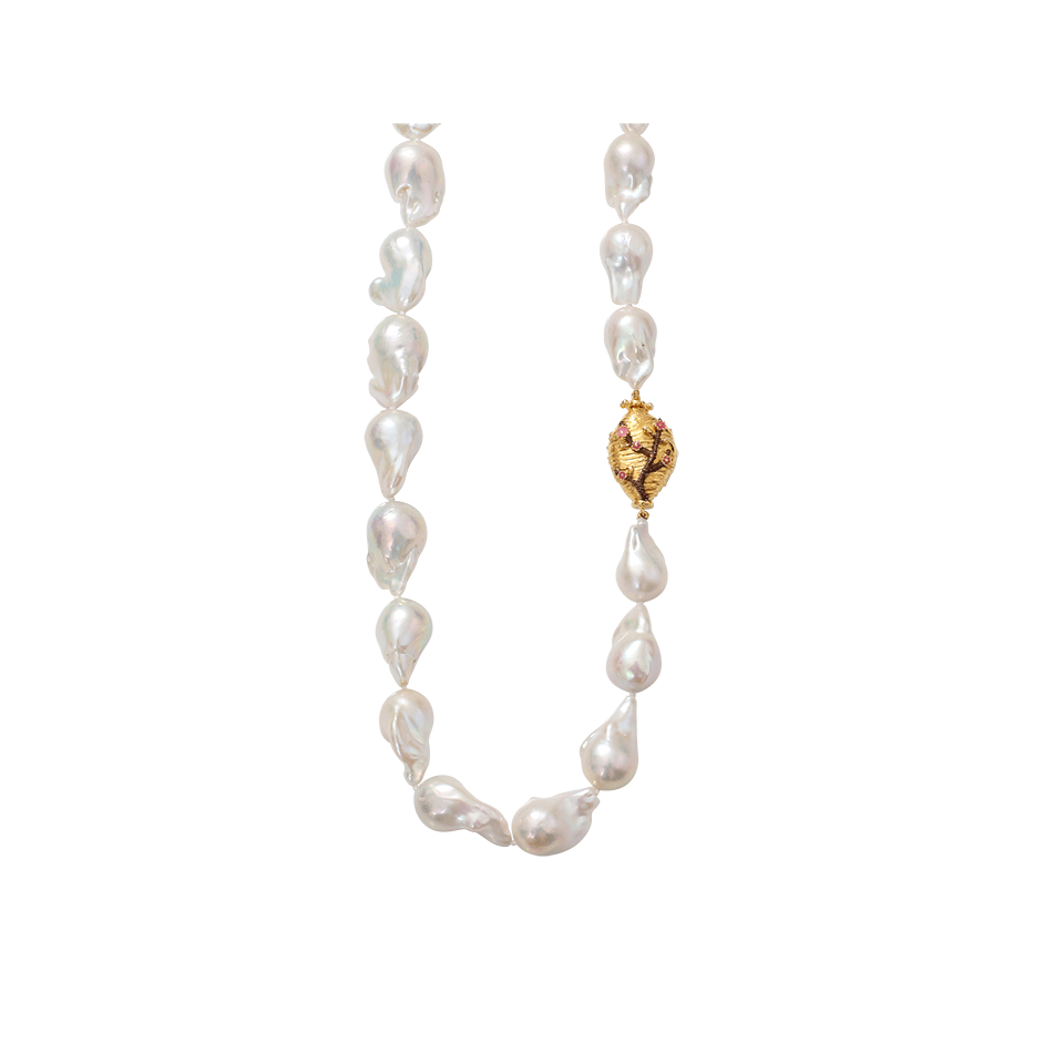 VICTOR VELYAN-Cherry Blossom Pearl Necklace-YELLOW GOLD
