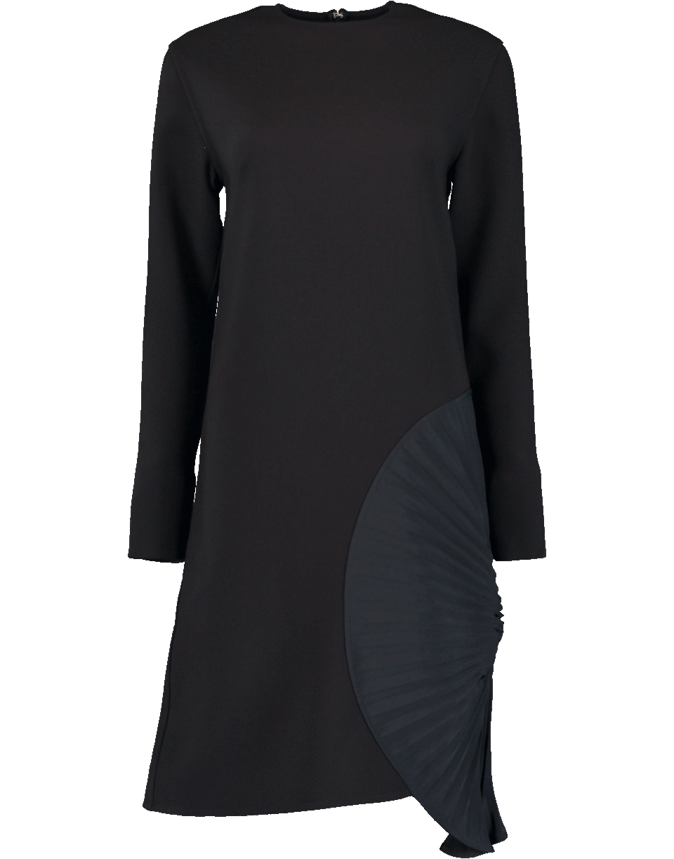 VICTORIA BECKHAM-Pleated Panel Shift Dress-BLACK