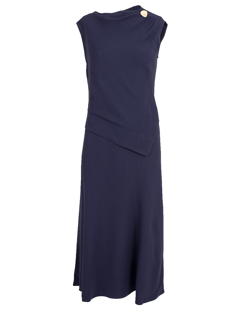 VICTORIA BECKHAM-Sleeveless Draped Midi Dress-